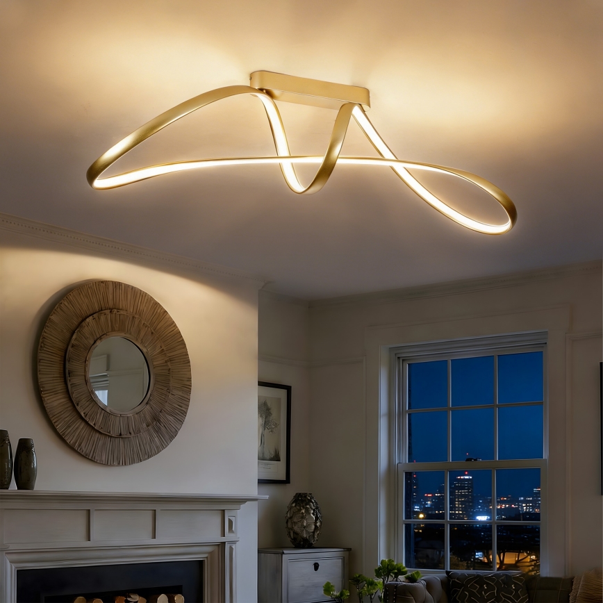 Brilagi - reguliuojamo ryškumo LED prigludęs lubinis šviestuvas TWISTER LED/60W/230V 3000-6000K auksinis + nuotolinis valdymas