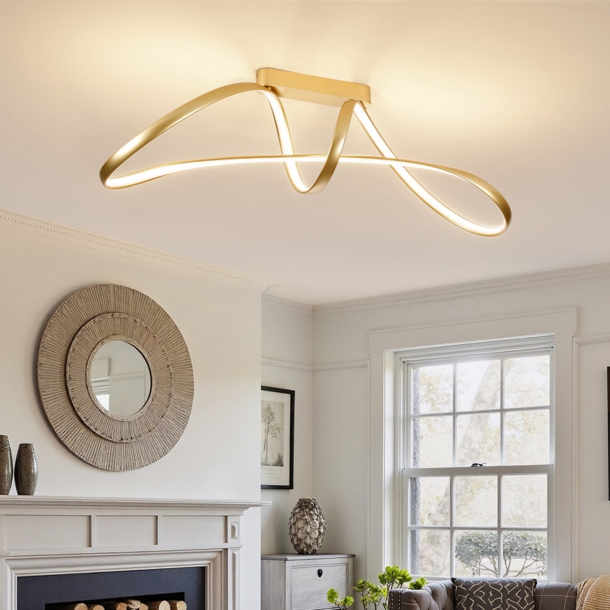 Brilagi - reguliuojamo ryškumo LED prigludęs lubinis šviestuvas TWISTER LED/60W/230V 3000-6000K auksinis + nuotolinis valdymas