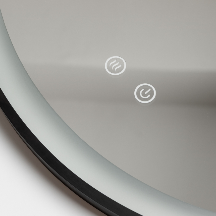 Brilagi - dimeriuojamas vonios šildomas veidrodis su integruotu apšvietimu ALU PRO LED/18W/230V skersmuo 60 cm 3000/4000/6500K IP44 juodas CRI 90