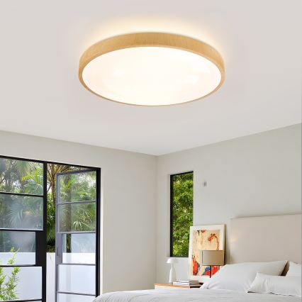 Brilagi - reguliuojamas LED lubų šviestuvas GLASS POOL DOUBLE LED/60W/230V 3000-6000K 50 cm medžio dekoras + nuotolinis valdymas