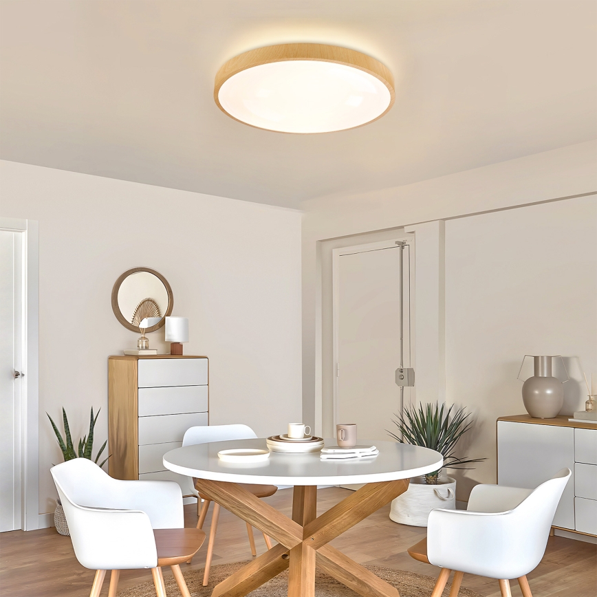 Brilagi - reguliuojamas LED lubų šviestuvas GLASS POOL DOUBLE LED/60W/230V 3000-6000K 50 cm medžio dekoras + nuotolinis valdymas