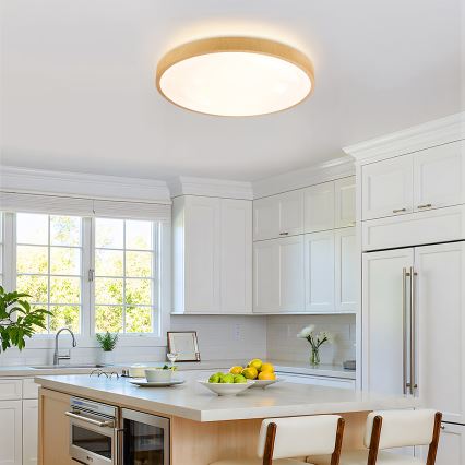 Brilagi - reguliuojamas LED lubų šviestuvas GLASS POOL DOUBLE LED/60W/230V 3000-6000K 50 cm medžio dekoras + nuotolinis valdymas