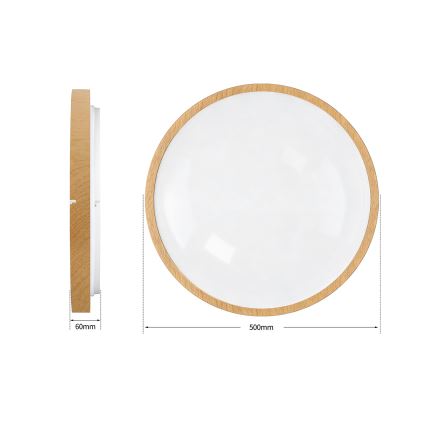 Brilagi - reguliuojamas LED lubų šviestuvas GLASS POOL DOUBLE LED/60W/230V 3000-6000K 50 cm medžio dekoras + nuotolinis valdymas