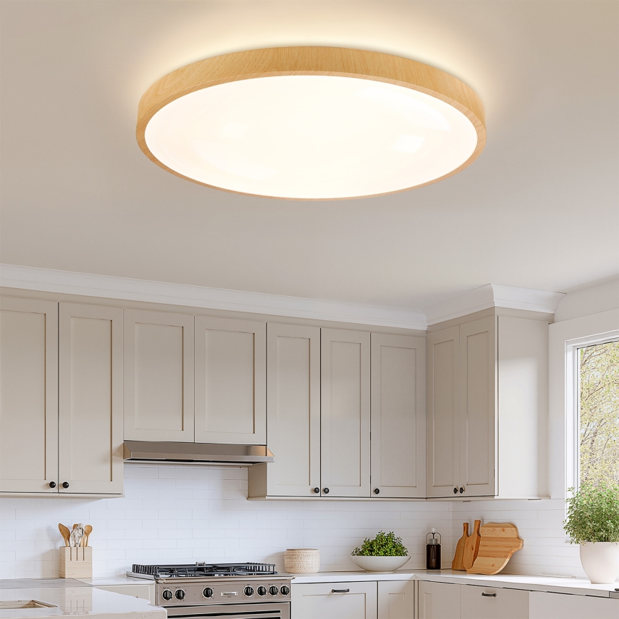 Brilagi - LED reguliuojamas lubų šviestuvas GLASS POOL DOUBLE LED/80W/230V 3000-6000K 60 cm medžio dekoras + nuotolinis valdymas