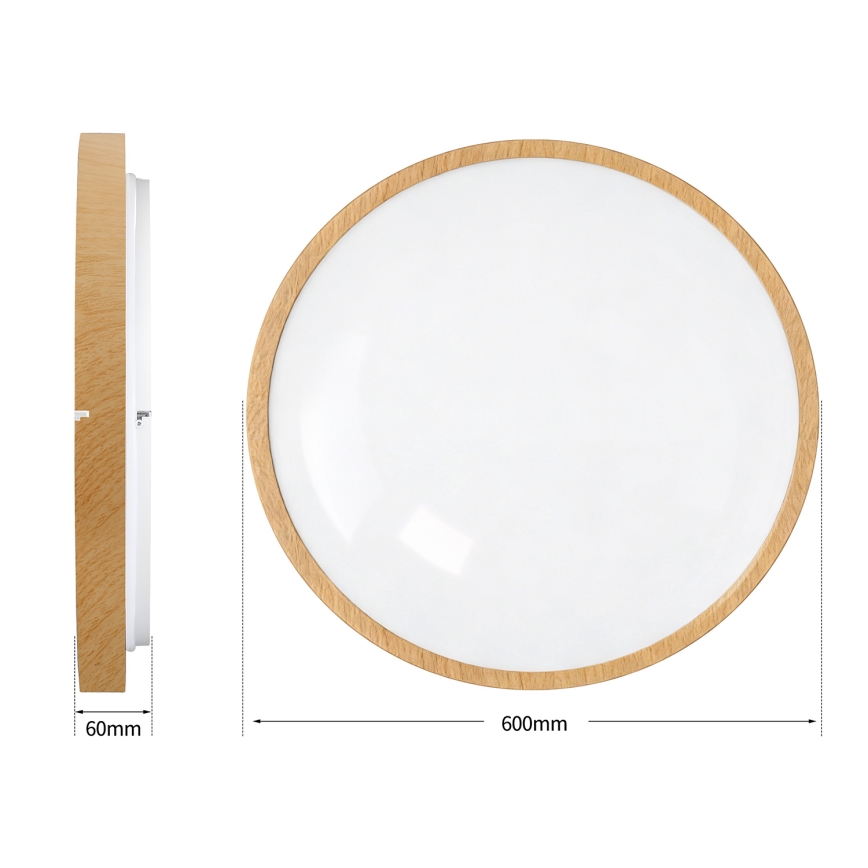 Brilagi - LED reguliuojamas lubų šviestuvas GLASS POOL DOUBLE LED/80W/230V 3000-6000K 60 cm medžio dekoras + nuotolinis valdymas