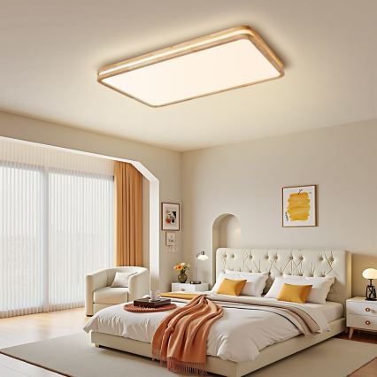 BRILAGI - Dimeriuojamas LED lubų šviestuvas MOLINA SQUARE LED/128W/230V 3000-6000K ąžuolas 90x60 cm + nuotolinio valdymo pultas