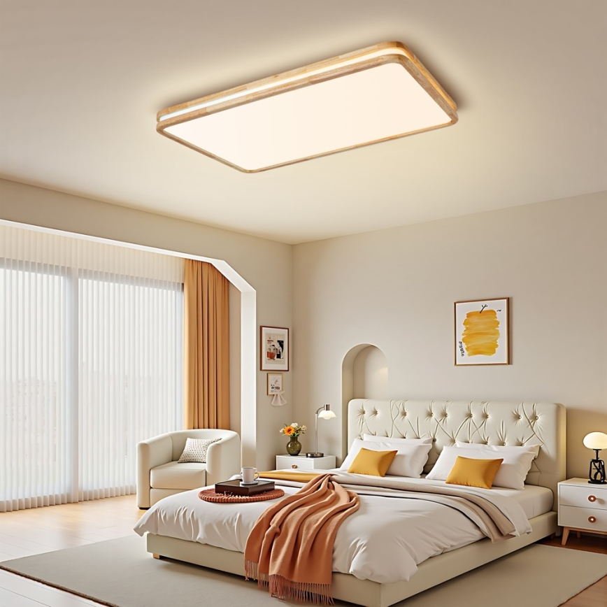 BRILAGI - Dimeriuojamas LED lubų šviestuvas MOLINA SQUARE LED/128W/230V 3000-6000K ąžuolas 90x60 cm + nuotolinio valdymo pultas