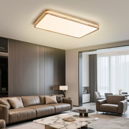BRILAGI - Dimeriuojamas LED lubų šviestuvas MOLINA SQUARE LED/128W/230V 3000-6000K ąžuolas 90x60 cm + nuotolinio valdymo pultas