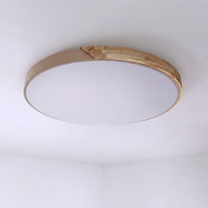 BRILAGI - Reguliuojamas LED lubinis šviestuvas PILANA LED/72W/230V 3000-6500K ąžuolas/smėlinė skersmuo 80 cm + nuotolinis valdymas