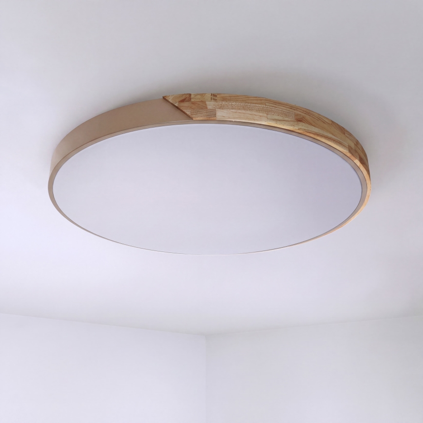 BRILAGI - Reguliuojamas LED lubinis šviestuvas PILANA LED/72W/230V 3000-6500K ąžuolas/smėlinė skersmuo 80 cm + nuotolinis valdymas