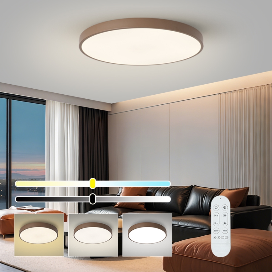 Brilagi - dimeriuojamas LED šviestuvas POOL SMART, 100 W, 230 V, Ø 80 cm, Wi‑Fi (Tuya) + nuotolinis valdymas, rudos spalvos