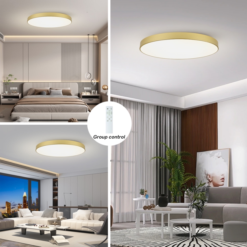 Brilagi - dimeriuojamas LED lubų šviestuvas POOL SMART LED/128W/230V 3000-6000K 100 cm auksinis Wi-Fi Tuya + nuotolinis valdymas