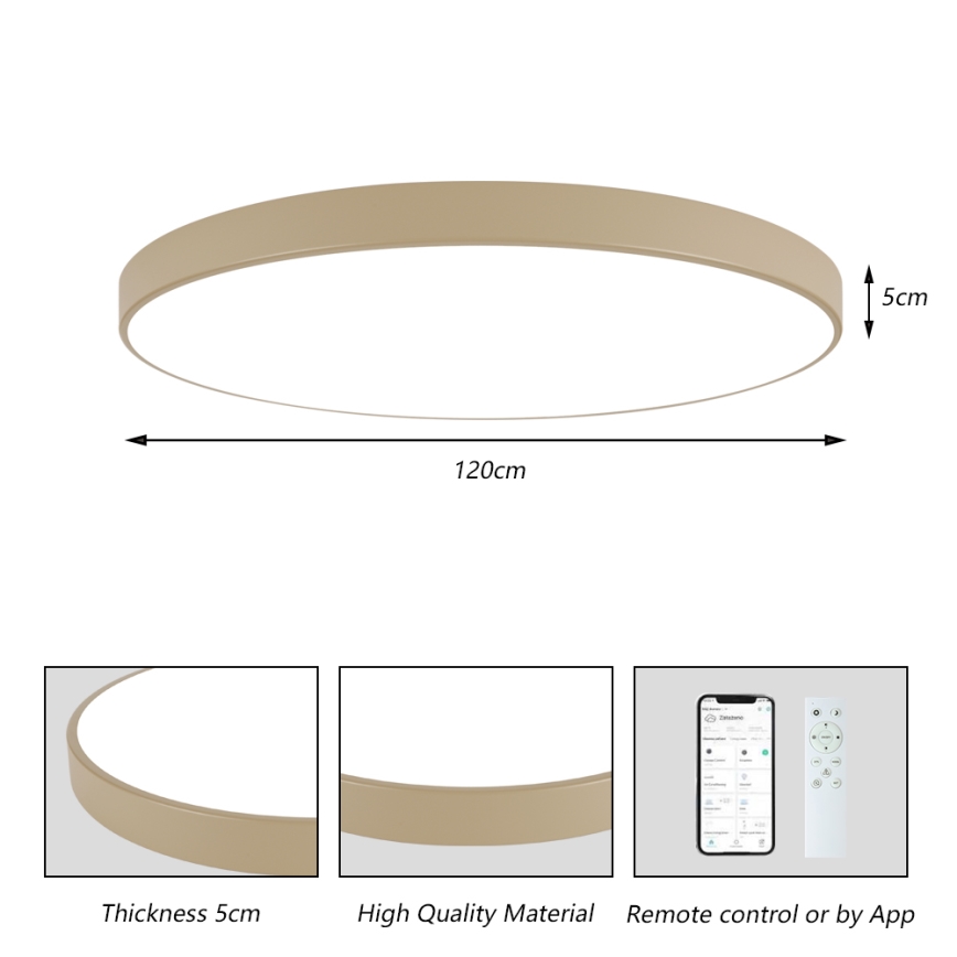 Brilagi - reguliuojamas LED lubų šviestuvas POOL SMART LED/180W/230V 3000-6000K 120 cm smėlio spalva Wi-Fi Tuya + nuotolinis valdymas