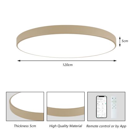 Brilagi - dimeriuojamas LED lubinis šviestuvas POOL SMART LED/180W/230V 3000-6000K 120 cm smėlio spalvos Wi-Fi Tuya + nuotolinio valdymo pultas