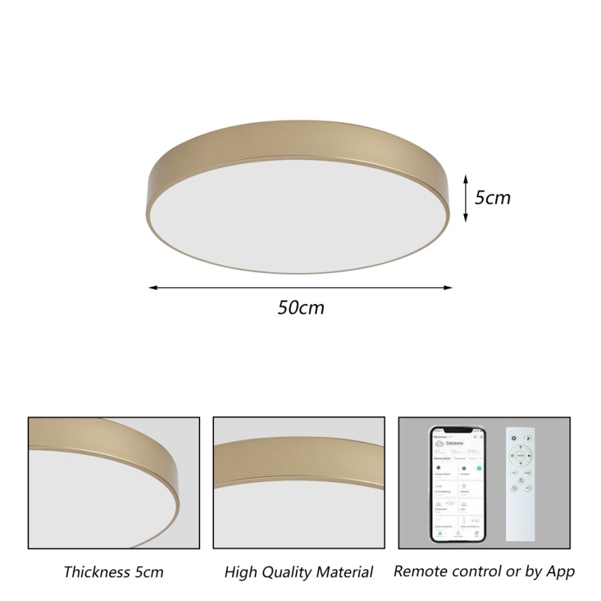 BRILAGI - LED reguliuojamo ryškumo lubinis šviestuvas POOL SMART LED/60W/230V 3000-6000K skersmuo 50 cm Wi-Fi Tuya auksinis + nuotolinis valdymas