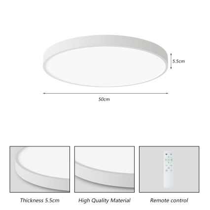 Brilagi - dimeriuojamas LED lubų šviestuvas POOL SMART LED/60W/230V 50 cm 3000-6000K Wi-Fi Tuya + su nuotoliniu valdymu balta