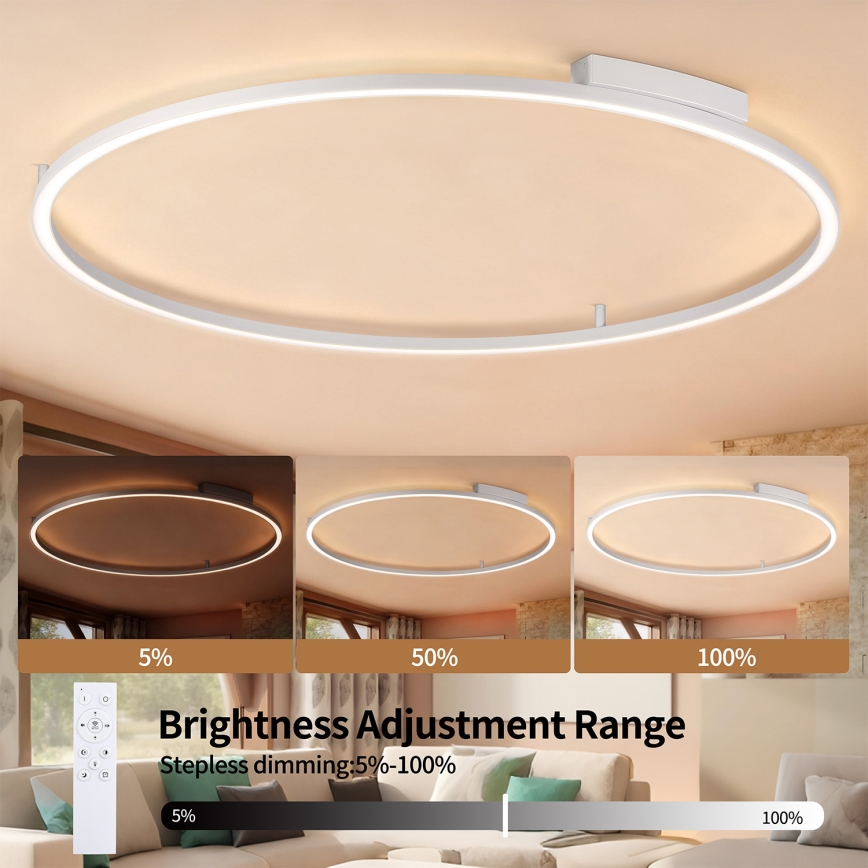 Brilagi - Dimeriuojamas LED lubų šviestuvas PORTOFINO LED/85W/230V 3000–6000K, skersmuo 120 cm, sidabro spalvos + nuotolinis valdymas