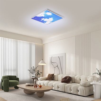 Brilagi - LED pritemdomas lubų šviestuvas SLIMFRAME SKY LED/58W/230V 60x60 cm 3000-6000K sidabrinis/mėlynas + nuotolinis valdymas
