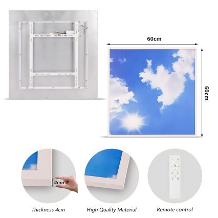Brilagi - LED pritemdomas lubų šviestuvas SLIMFRAME SKY LED/58W/230V 60x60 cm 3000-6000K sidabrinis/mėlynas + nuotolinis valdymas