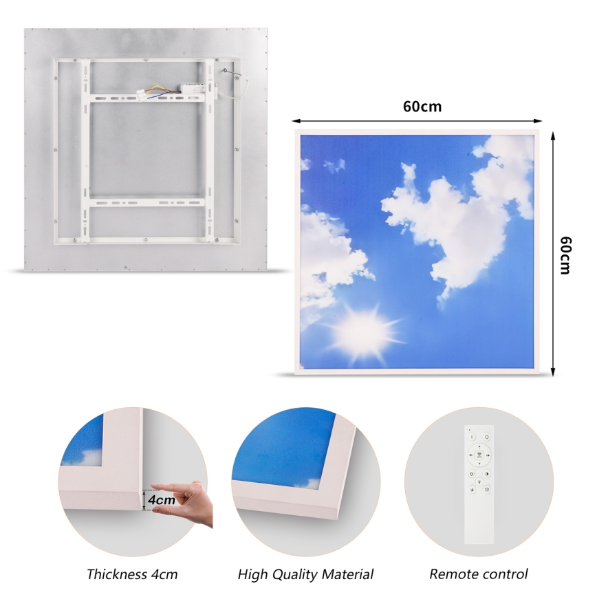 Brilagi - LED pritemdomas lubų šviestuvas SLIMFRAME SKY LED/58W/230V 60x60 cm 3000-6000K sidabrinis/mėlynas + nuotolinis valdymas