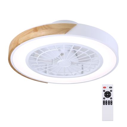 Brilagi - Dimeriuojamas LED lubinis šviestuvas su ventiliatoriumi LED/30W/230V 3000-6500K skersmuo 50 cm balta/ąžuolas + nuotolinis valdymas