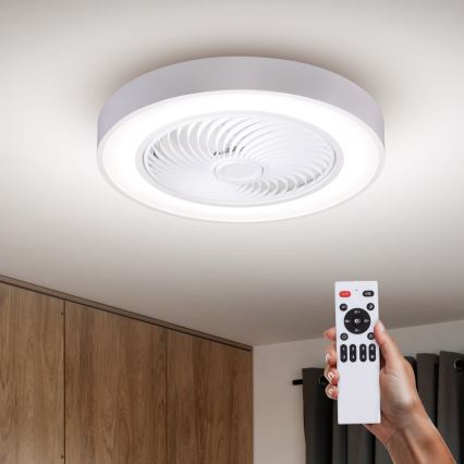 Brilagi - LED dimeriuojamas lubinis šviestuvas su ventiliatoriumi, LED/30W/230V, 3000–6500K, Ø 50 cm, balta + nuotolinis valdymas