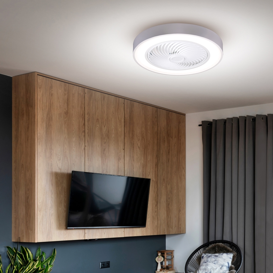 Brilagi - LED dimeriuojamas lubinis šviestuvas su ventiliatoriumi, LED/30W/230V, 3000–6500K, Ø 50 cm, balta + nuotolinis valdymas