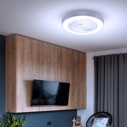 Brilagi - LED dimeriuojamas lubinis šviestuvas su ventiliatoriumi, LED/30W/230V, 3000–6500K, Ø 50 cm, balta + nuotolinis valdymas