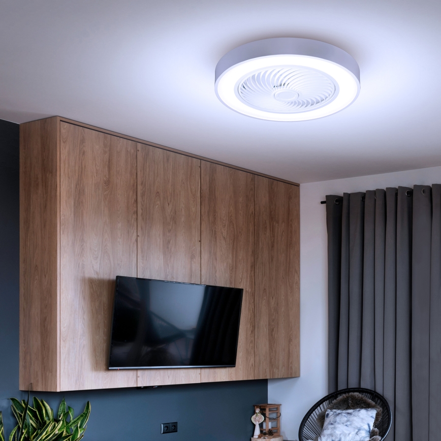 Brilagi - LED dimeriuojamas lubinis šviestuvas su ventiliatoriumi, LED/30W/230V, 3000–6500K, Ø 50 cm, balta + nuotolinis valdymas