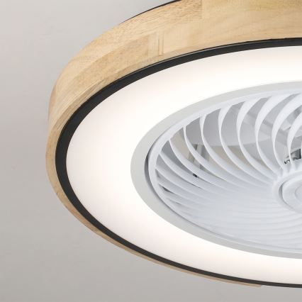 Brilagi - reguliuojamas LED lubinis šviestuvas su ventiliatoriumi LED/30W/230V 3000-6500K skersmuo 50 cm juodas/ąžuolas + nuotolinis valdymas
