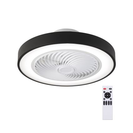 Brilagi - LED lubinis šviestuvas su ventiliatoriumi, reguliuojamo ryškumo LED/30W/230V 3000-6500K skers. 50 cm juodas + nuotolinis valdymas