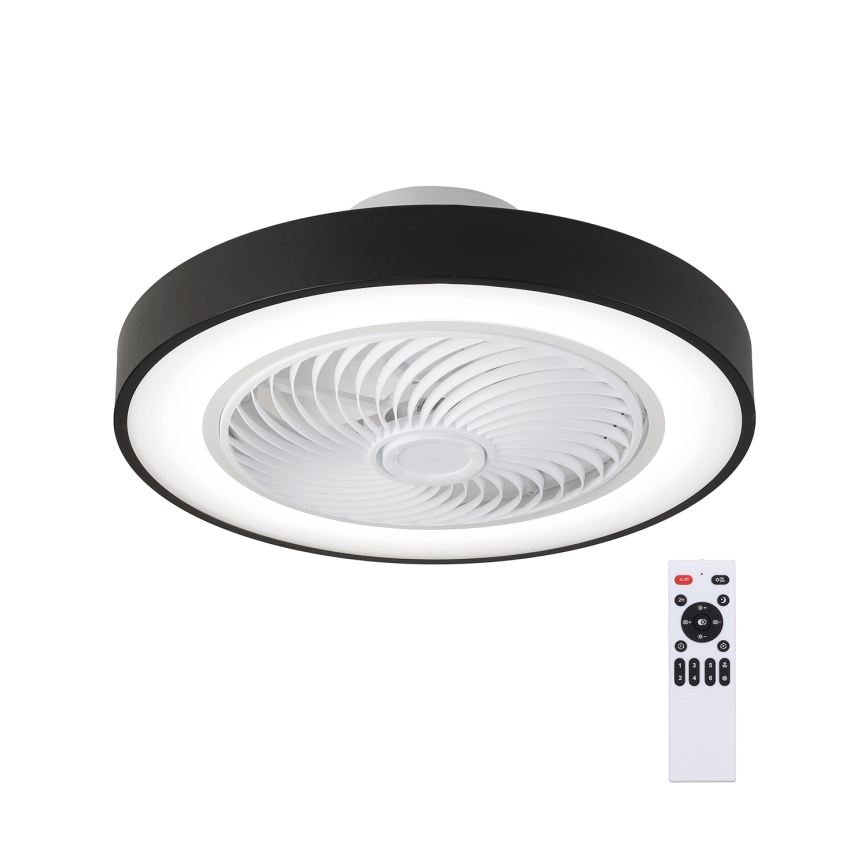 Brilagi - LED lubinis šviestuvas su ventiliatoriumi, reguliuojamo ryškumo LED/30W/230V 3000-6500K skers. 50 cm juodas + nuotolinis valdymas
