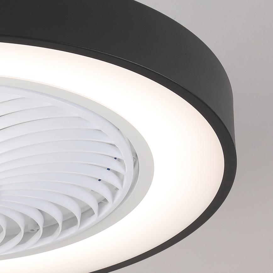 Brilagi - LED lubinis šviestuvas su ventiliatoriumi, reguliuojamo ryškumo LED/30W/230V 3000-6500K skers. 50 cm juodas + nuotolinis valdymas
