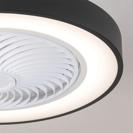 Brilagi - LED lubinis šviestuvas su ventiliatoriumi, reguliuojamo ryškumo LED/30W/230V 3000-6500K skers. 50 cm juodas + nuotolinis valdymas