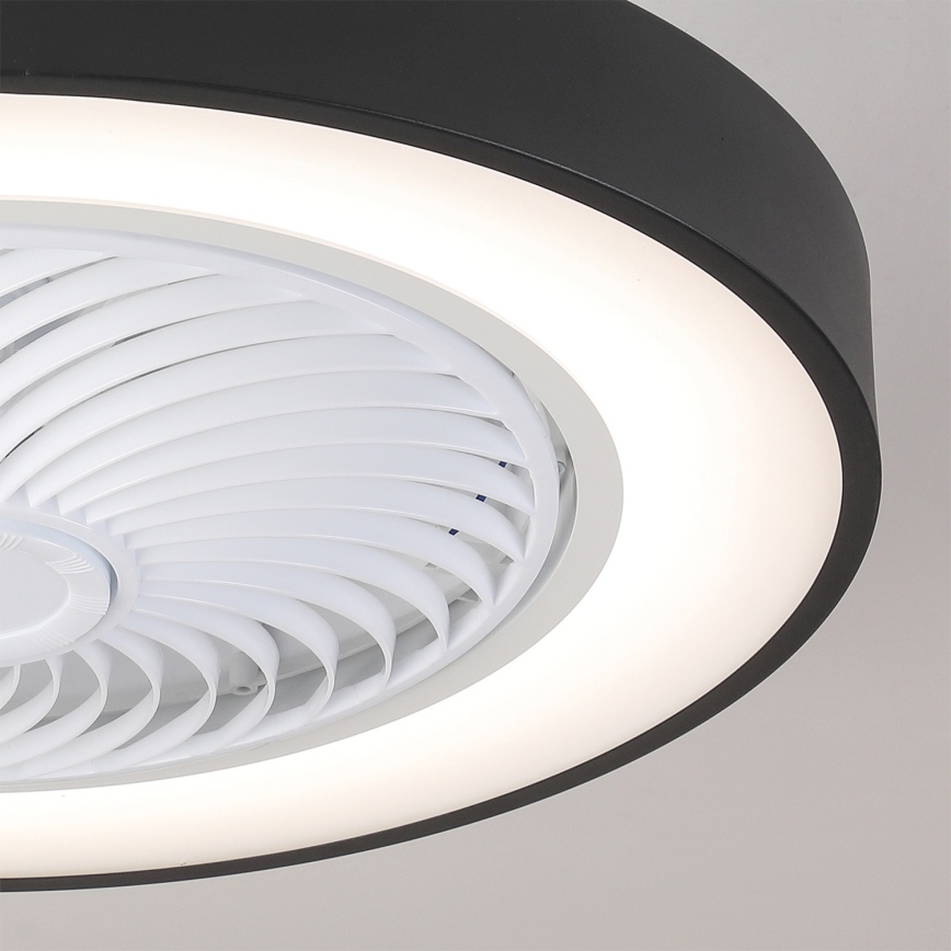 Brilagi - LED lubinis šviestuvas su ventiliatoriumi, reguliuojamo ryškumo LED/30W/230V 3000-6500K skers. 50 cm juodas + nuotolinis valdymas