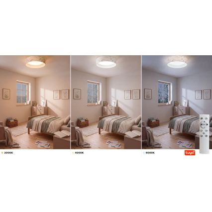 BRILAGI - LED reguliuojamas lubų šviestuvas VELVET SMARTIX LED/36W/230V 3000-6000K skersmuo 55 cm balta/gėlės Wi-Fi Tuya Beacon + nuotolinis valdymas