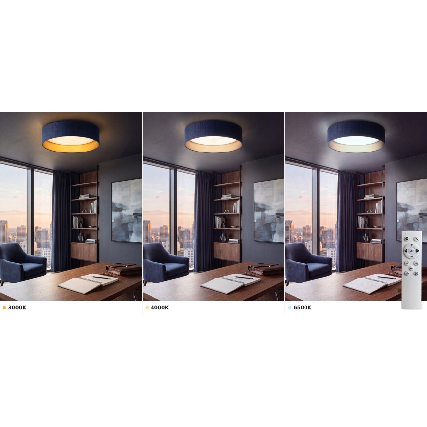 BRILAGI - dimeriuojamas LED lubinis šviestuvas VELVET SMART VARI LED/36W/230V 3000-6500K Ø 55 cm mėlyna/auksinė + su nuotoliniu valdymu