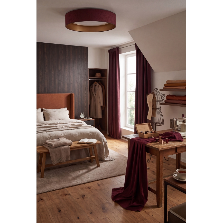 BRILAGI - Dimeriuojamas lubinis šviestuvas VELVET SMART VARI LED/36W/230V 3000-6500K skersm. 55 cm bordo/auksinis + nuotolinis valdymas