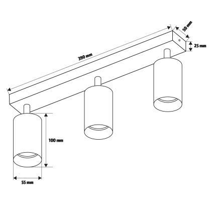 Brilagi - reguliuojamas LED RGBW taškinis šviestuvas SELE 3xGU10/6W/230V 3000K juodas