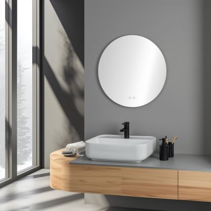 Brilagi - reguliuojamo ryškumo LED vonios veidrodis su foniniu apšvietimu ir šildymu DEMI ECO LED/12W/230V pr. 60 cm 3000/4000/6500K IP44 CRI 90