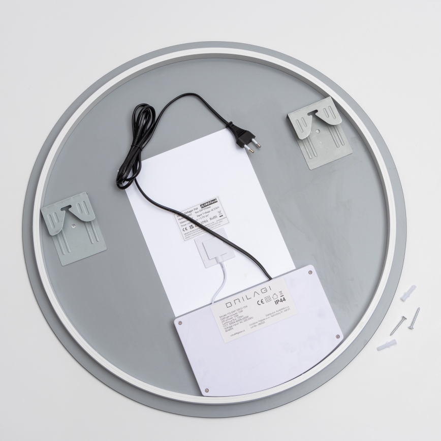 Brilagi - reguliuojamo ryškumo LED vonios veidrodis su foniniu apšvietimu ir šildymu DEMI ECO LED/12W/230V pr. 60 cm 3000/4000/6500K IP44 CRI 90