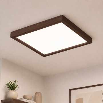 BRILAGI - LED dimeriuojamas vonios kambario lubinis šviestuvas WOODY FRAME LED/50W/230V ąžuolas riešutas 60x60 cm 3000-6000K IP44 + nuotolinis valdymas