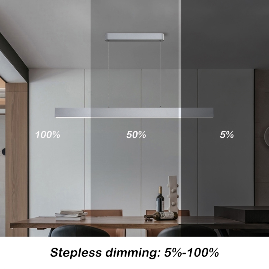 Brilagi - LED Dimeruojamas šviestuvas su laidu SLEEKLINE SMART LED/40W/230V 3000-6000K Wi-Fi Tuya sidabrinis + nuotolinio valdymo pultas