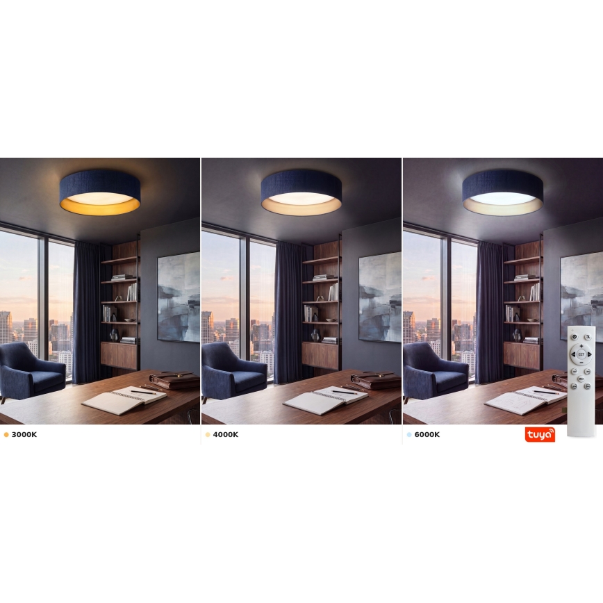 BRILAGI - LED dimeriuojamas lubinis šviestuvas VELVET SMARTIX LED/36W/230V 3000-6000K skersmuo 55 cm mėlyna/auksinė Wi-Fi Tuya Beacon + nuotolinis valdymas