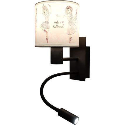 BRILAGI - LED vaikiška lanksti sieninė lempa BOBO 1xE27/25W/230V + LED/3W juoda/balta/rožinė/baleto bateliai