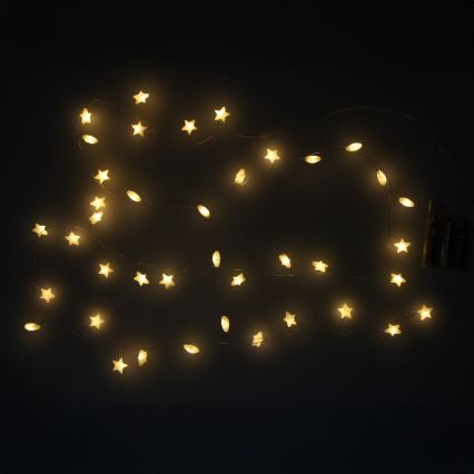 Brilagi - LED  girlianda su žvaigždutėmis 40xLED/3xAA 1,8m šiltai balta