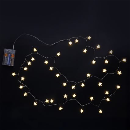 Brilagi - LED  girlianda su žvaigždutėmis 40xLED/3xAA 1,8m šiltai balta