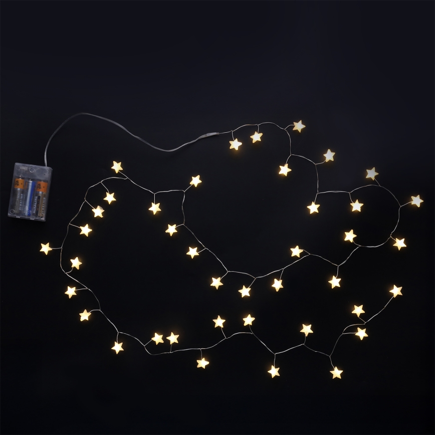 Brilagi - LED  girlianda su žvaigždutėmis 40xLED/3xAA 1,8m šiltai balta
