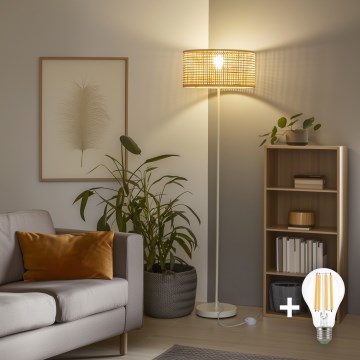 Brilagi - LED grindinė lempa CERIA 1xE27/40W/230V skersmuo 40 cm bambukas/balta