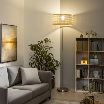 Brilagi - LED grindinė lempa CERIA 1xE27/40W/230V Ø 40 cm bambukas/matinis chromas